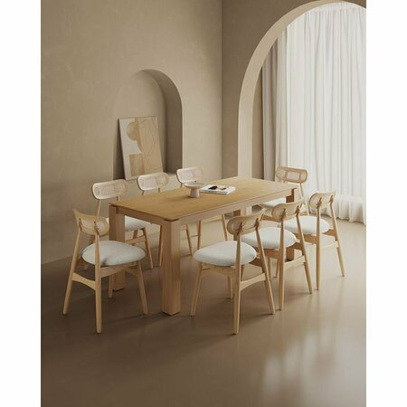 MANHATTAN COMFORT 9-Piece Rockaway 70.86 Dining Set in Nature with 8 Colbert Dining Chairs 8-DT02DCCA02-OM